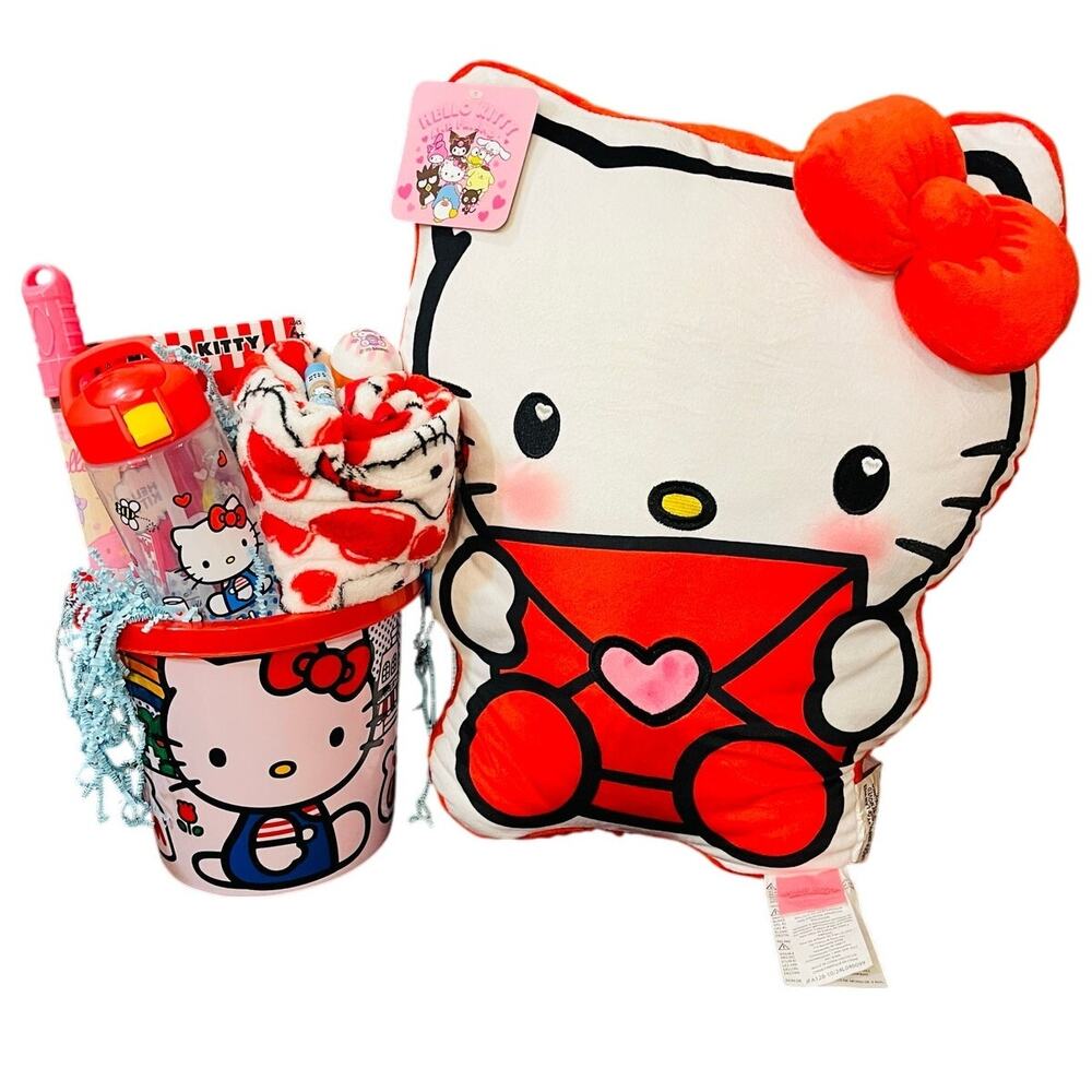 Hello kitty Easter bundle x large pillow with Hello Kitty with large red Bow